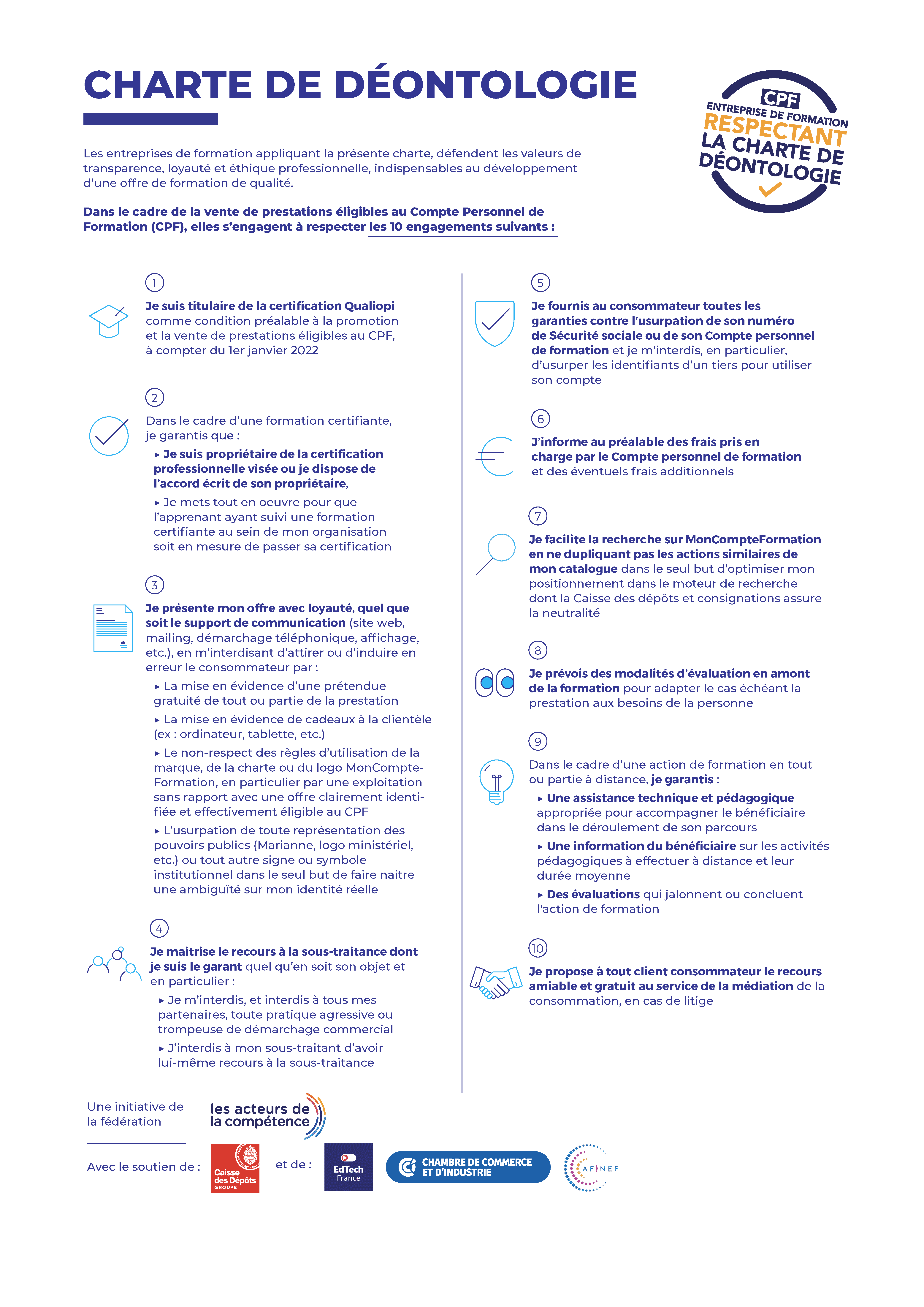 Charte déontologie CPF